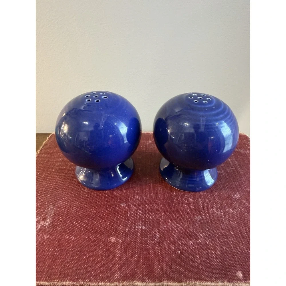 Vintage Fiesta Fiestaware Cobalt Blue Ball Salt/Pepper Shaker Set